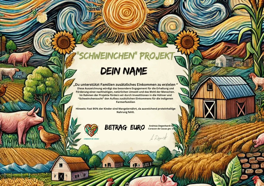 Urkunde Schweinchen Projekt
